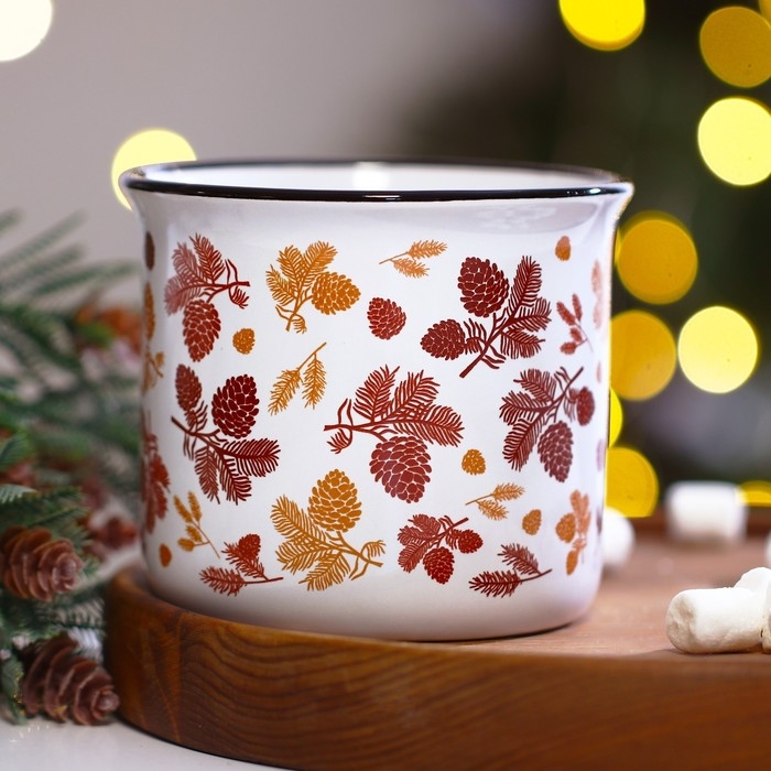 Кружка керамическая &laquo;Новогодний принт&raquo;, 450 мл, цвет белый