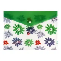 Папка-конверт на кнопке, А4, 180 мкм, "Цветы", МИКС