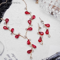 Набор 2 предмета: серьги, колье &laquo;Изумление&raquo; цветение, цвет красно-белый в золоте, 42 см