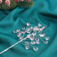 Новогодняя ветка декоративная &laquo;Зимнее волшебство. Хрустальная сказка&raquo;, пластик, 23 см, овал розовый