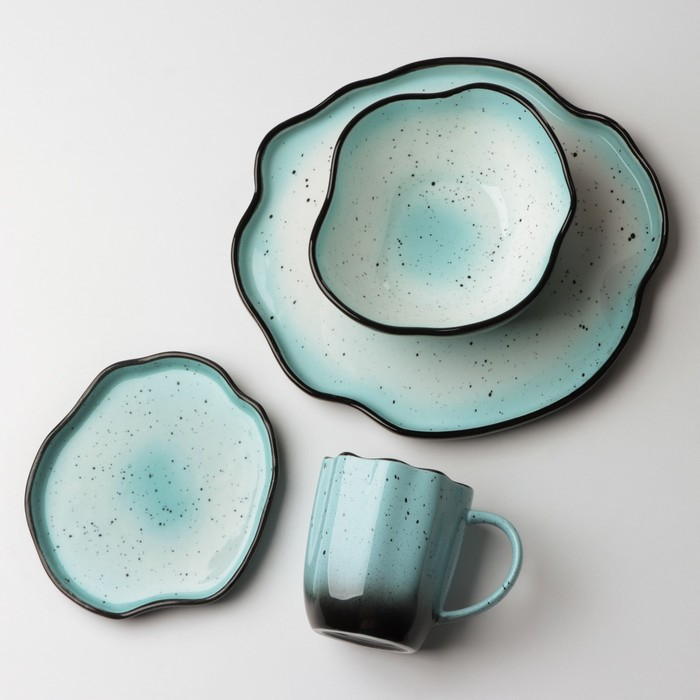 Тарелка керамическая неровный край «Синяя», 17 см, цвет синий Тарелка керамическая неровный край «Синяя», 17 см, цвет синий