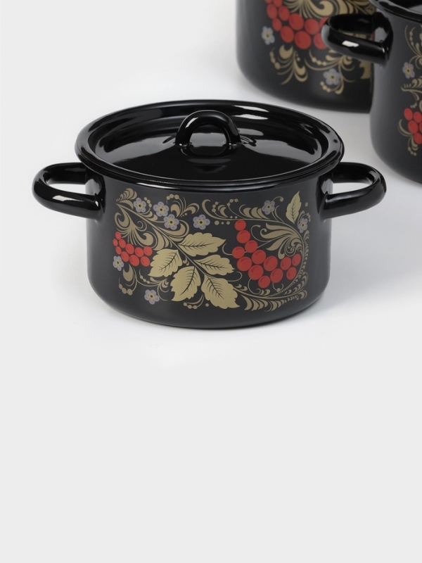 Набор кастрюль &laquo;Рябина&raquo;, 3 предмета: 1,5 л, 2,9 л, 4,5 л, индукция