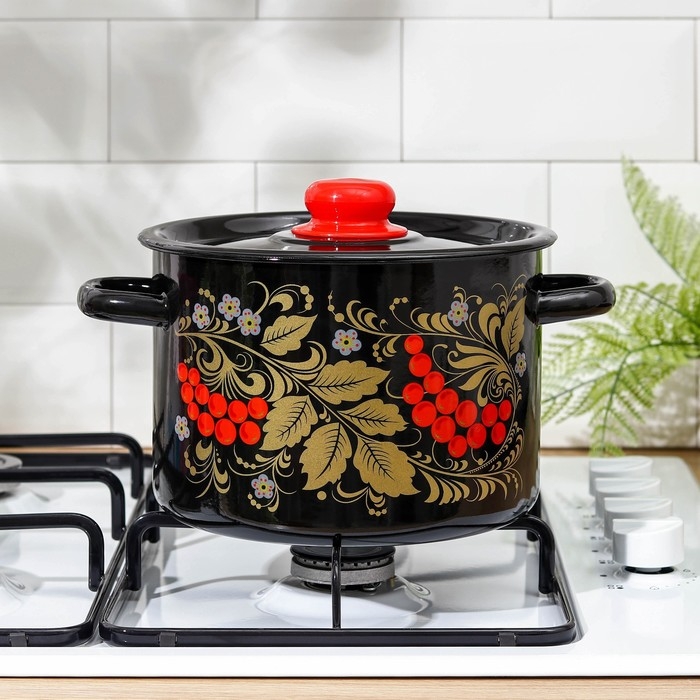 Кастрюля эмалированная &laquo;Рябина&raquo;, 4,5 л