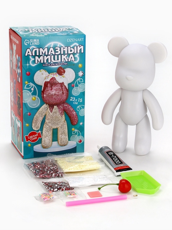 Алмазная мозаика на фигурке с полным заполнением &laquo;Медведь&raquo;, пироженка