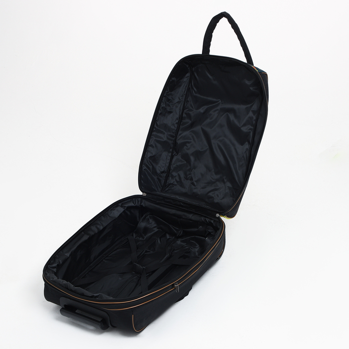 Чемодан малый 37 л (S) с сумкой, отдел на молнии, с расширением, цвет чёрный