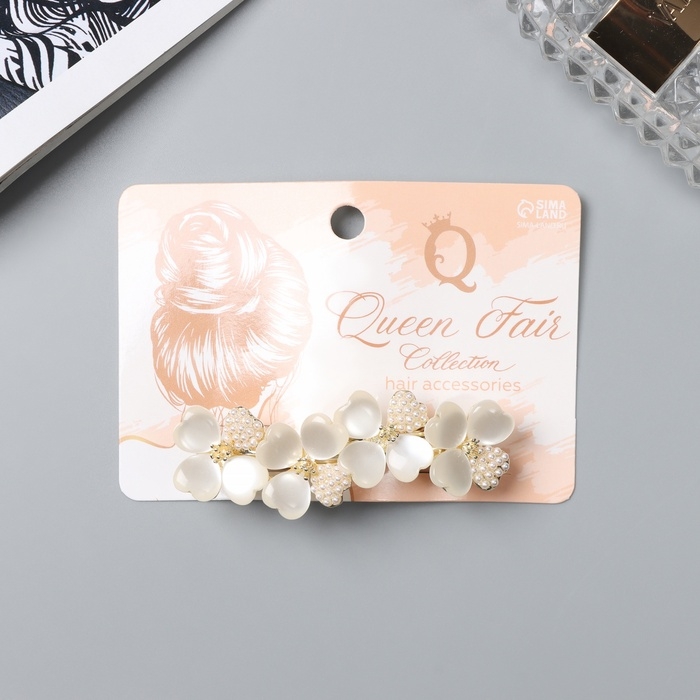 Заколка-автомат для волос "Мэнди элит" цветы, 7 см, золото