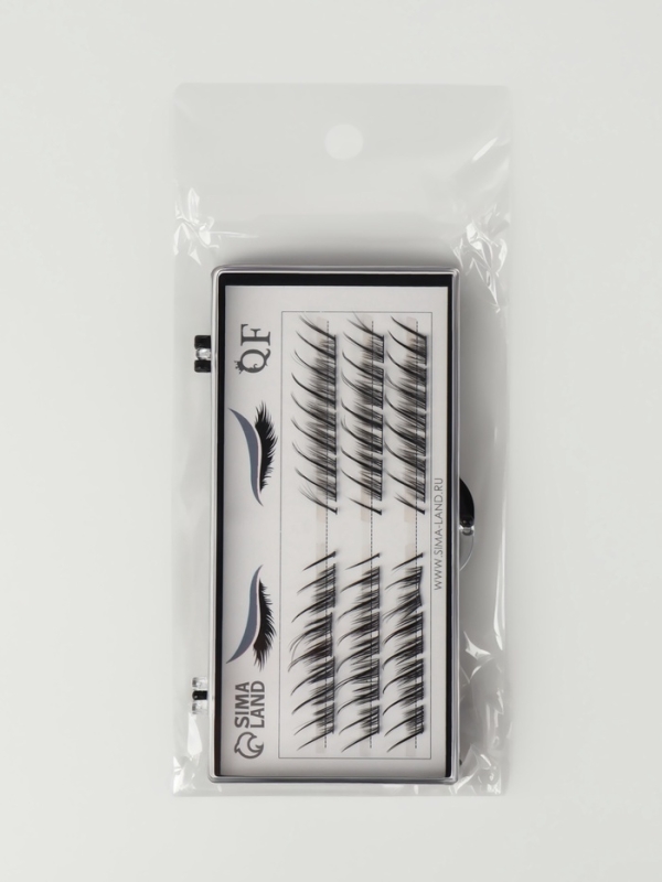 Ресницы накладные пучки СТРЕЛКА 10/12/14мм нейлон черный п/короб QF