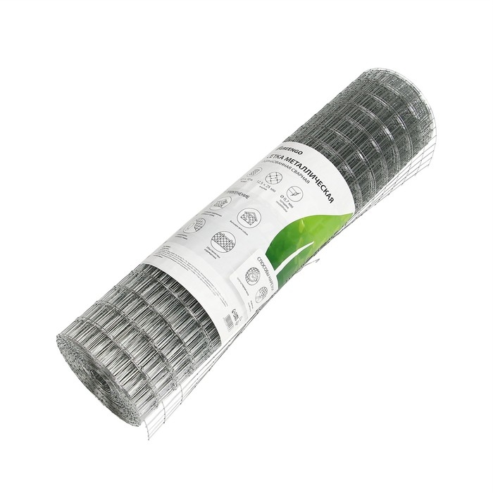 Сетка оцинкованная, сварная, 10 &times; 0,5 м, ячейка 12,5 &times; 25 мм, d = 0,7 мм, Greengo