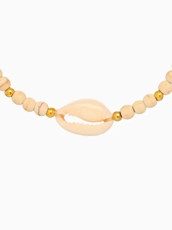 Браслет "Моана" камень пирит, длина 16 см, цв. белый