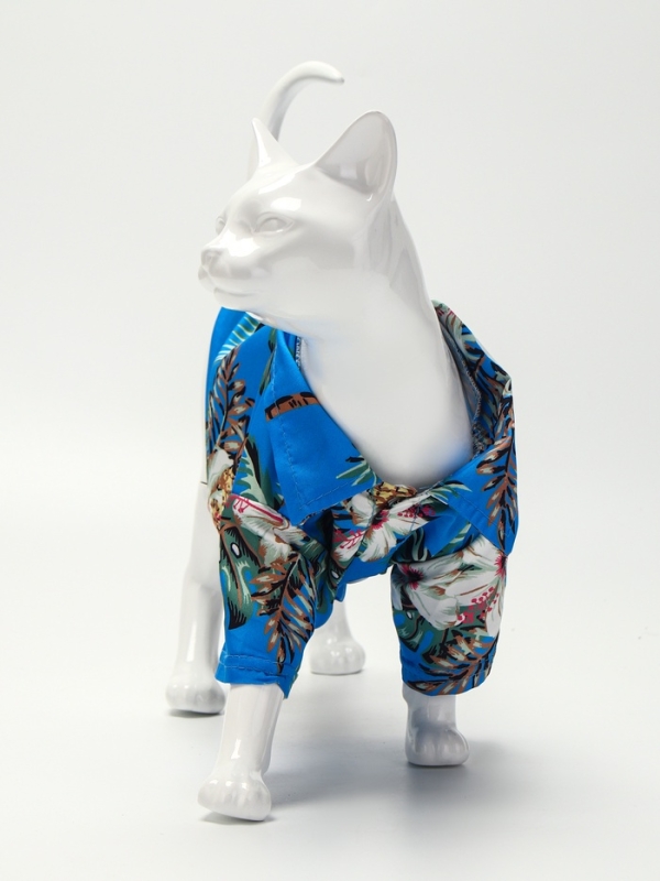 Рубашка для собак "Тропики", L (ДС 28, ОГ 36, ОШ 26 см),голубая