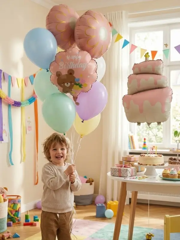 Воздушные шары "Розовый тортик" фольга, латекс, набор 12 штук