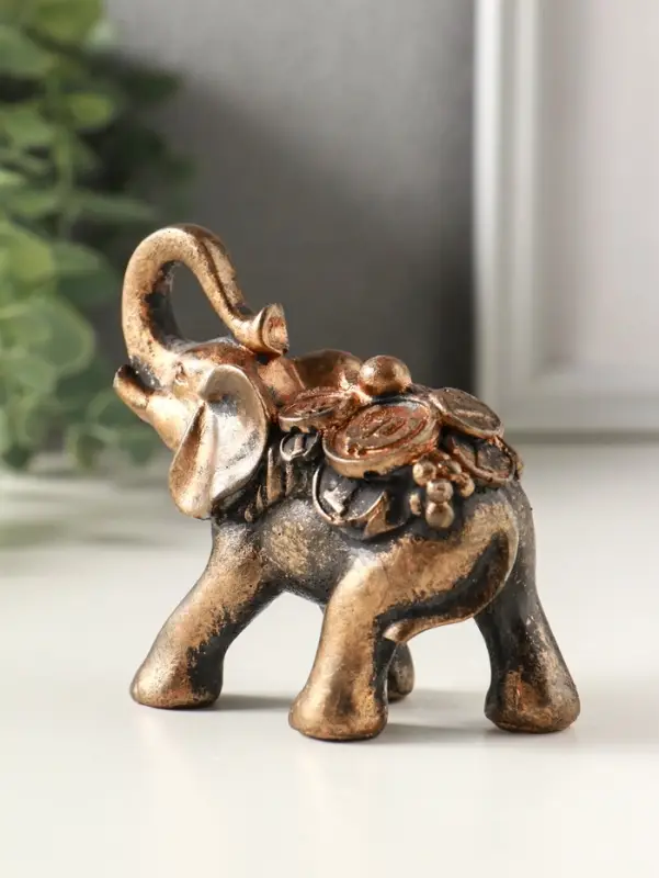 Статуэтка "Слон несет богатство" 8х8х4 см, бронза винтаж