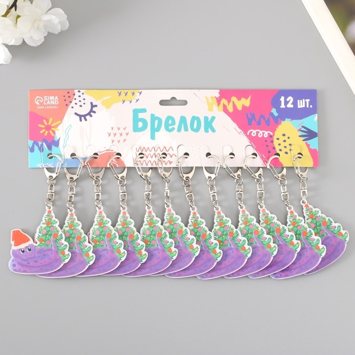 Брелок акрил Брелок акрил "Змей в новогоднем колпаке, с ёлочкой" 6х5,4 см