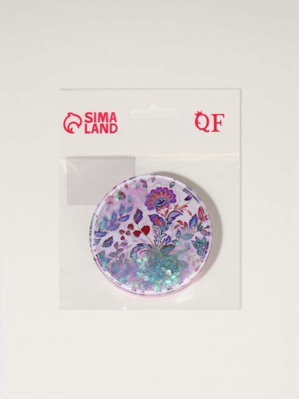 Зеркало складное &laquo;Цветы&raquo;, d = 7,2 см, с увеличением, цвет сиреневый/фиолетовый