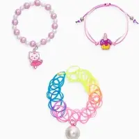 Браслет детский набор 3 шт. "Выбражулька" котик, единорог, силиконовый, разноцветный