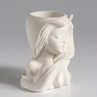 Ваза гипс настольная "Девушка с длинными волосами" 6х8х9см