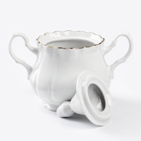 Сахарница фарфоровая с крышкой, 550 мл, цвет белый