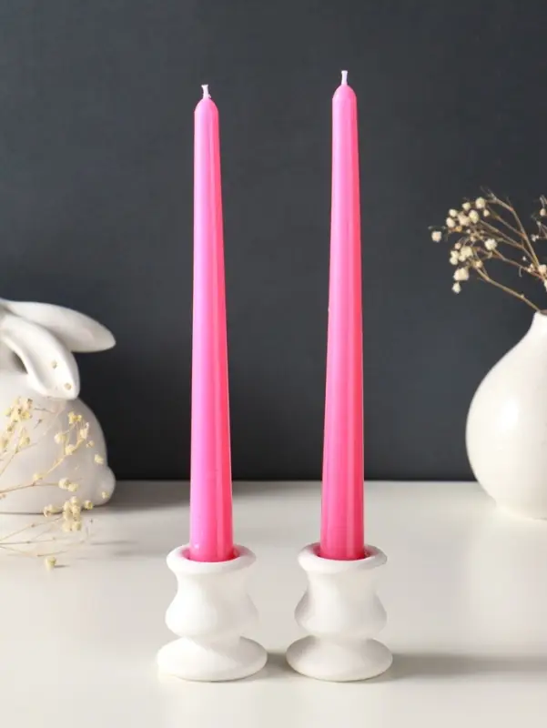 Набор свечей античных, 2,3х 24,5 см, 5 ч, 55 г, 2 штуки, тёмно-розовый