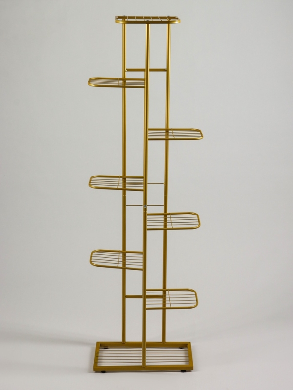 Подставка для цветов Greengo, 8 полок, 43 &times; 22 &times; 141 см, напольная, металл, цвет золотой