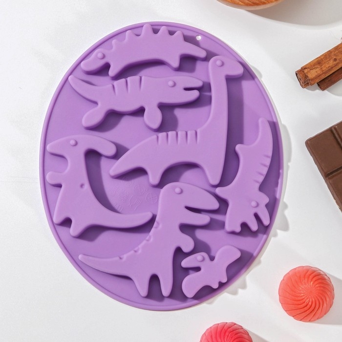 Форма для шоколада Доляна &laquo;Дино&raquo;, силикон, 16,5&times;14&times;1 см, 7 ячеек, цвет МИКС