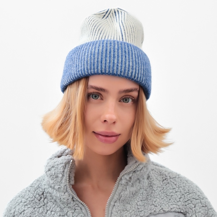 Шапка женская MINAKU, цвет синий, размер 56-58 Шапка женская MINAKU, цвет синий, размер 56-58