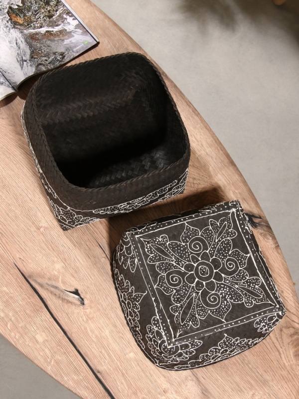 Корзинка плетеная "Бонтанг" бамбук 24х24х15 см, тёмная