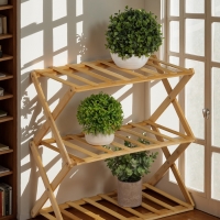 Подставка для цветов Greengo, 3 полки, 50 &times; 25 &times; 46 см, напольная, бамбук