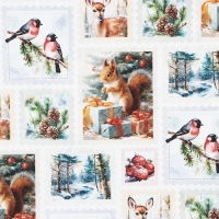 Упаковочная бумага на новый год, двухсторонняя крафтовая &laquo;Новогодние марки&raquo;, 70 х 100 см