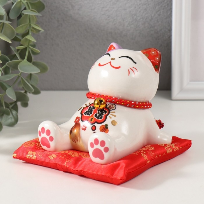 Копилка керамика подставка Копилка керамика подставка "Кот Манэки-нэко расслабленный" 12,5х12,5х10,5 см