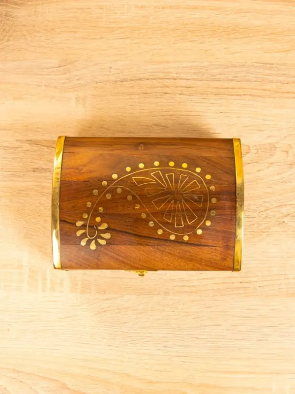 Шкатулка "Глу" 18х12,8х8 см, дерево шишам, латунь