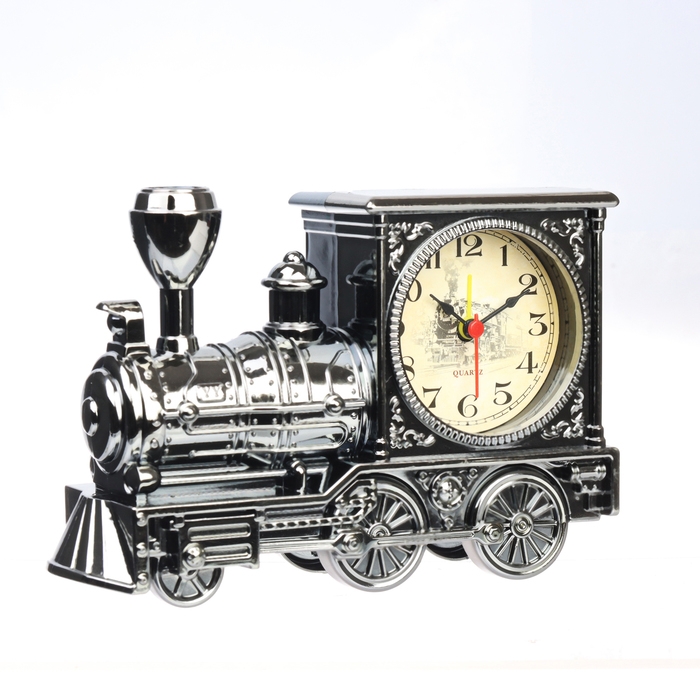 Часы настольные будильник детский &laquo;Паровоз&raquo;, циферблат d-6 см, 11&times;18 см
