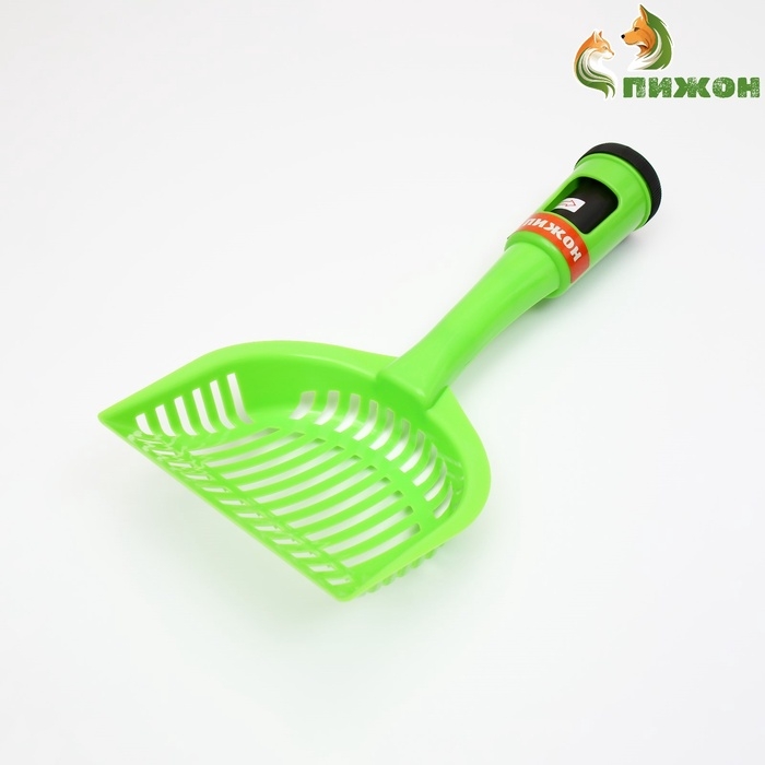 Совок для уборки за кошкой с контейнером для пакетов 26 х 6 х 5 см, зелёный