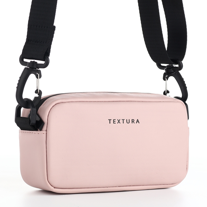 Сумка женская на молнии, TEXTURA, маленький размер, длинный ремень, цвет розовый