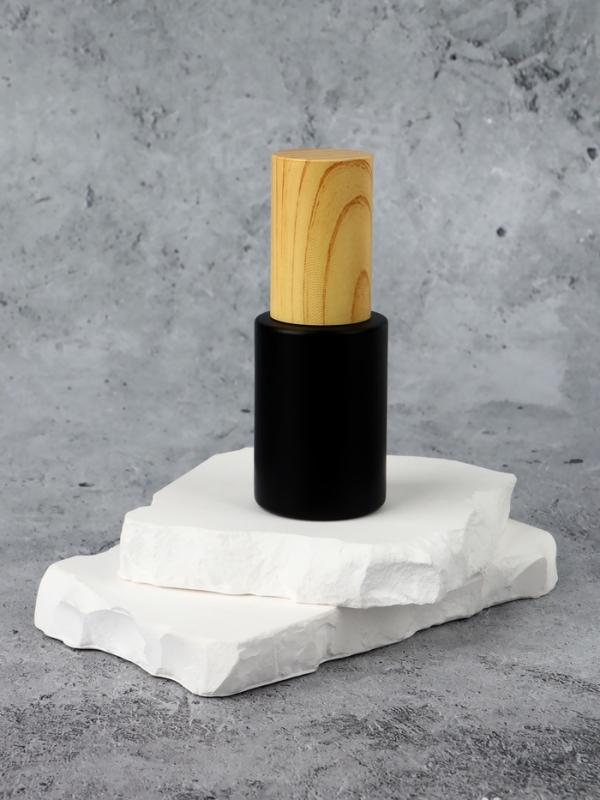 Флакон стеклянный для парфюма, с распылителем, 30 мл, чёрный/бежевый