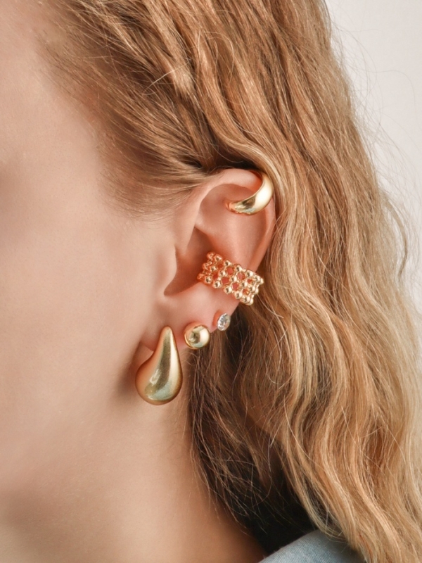 Набор серьги и каффы 8 шт. &laquo;Кольца&raquo; капли, цвет золото