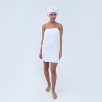 Набор для бани и ванной Этель &laquo;Вафля&raquo; полотенце 70*140 см+чалма 21*25 см, цв.белый