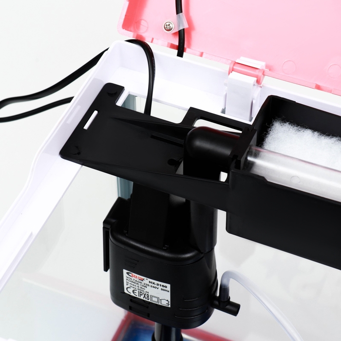 Аквариум SeaStar HX-318F в комплекте: LED-лампа 7 режимов, фильтр, 18 л, красный