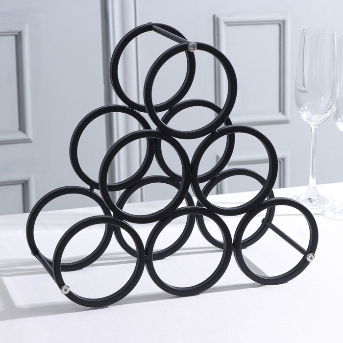 Подставка для бутылок Доляна &laquo;Моно&raquo;, метал, 31,5&times;28,5&times;12,5 см, цвет чёрный