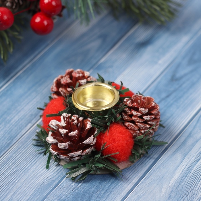 Подсвечник новогодний Подсвечник новогодний "Блеск" (набор 2 шт) красный