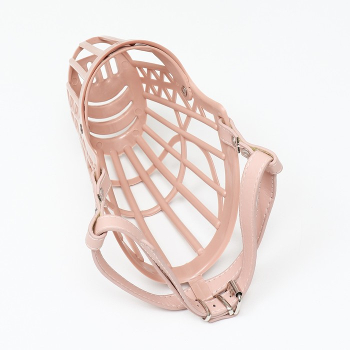 Намордник пластиковый №6 с ошейником из эко кожи ОМ 35 см ДН 12 см ОШ 52-67 см