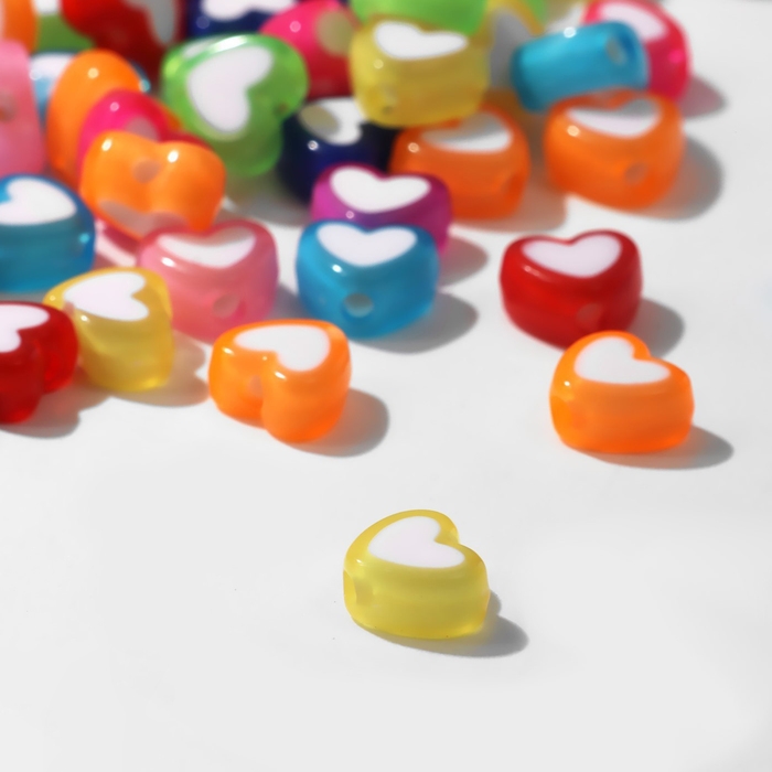 Бусина из пластика &laquo;Сердце&raquo;, 10&times;10 мм, (набор 50 г), цвет МИКС