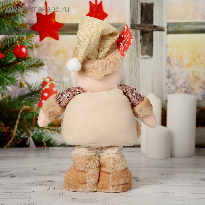 Мягкая игрушка Мягкая игрушка "Дед Мороз в пайетках" стоит, 15х41 см (в сложенном виде 30 см), коричневый