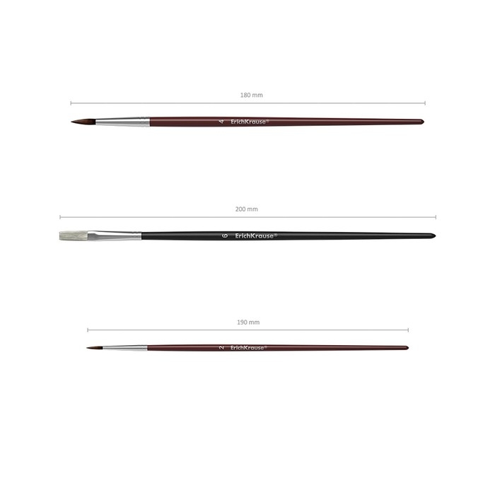 Набор кистей, синтетика, 3 штуки, ArtBerry для акварели и гуаши, еврослот