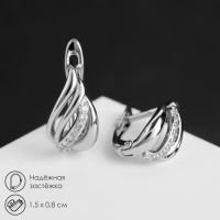 Серьги со стразами &laquo;Магия&raquo; сплетения, цвет белый в серебре