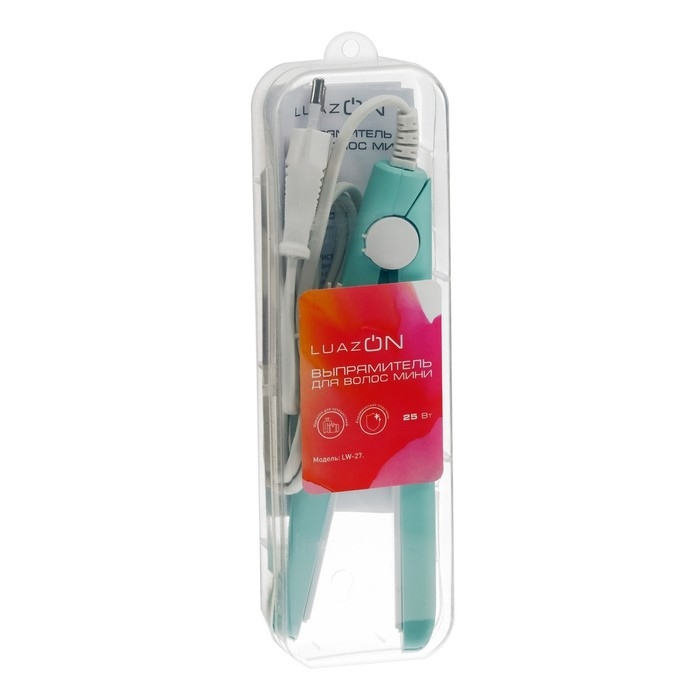 Выпрямитель Luazon LW-27, мини, 25 Вт, керамическое покрытие, 180°C, бирюзовый Выпрямитель Luazon LW-27, мини, 25 Вт, керамическое покрытие, 180°C, бирюзовый