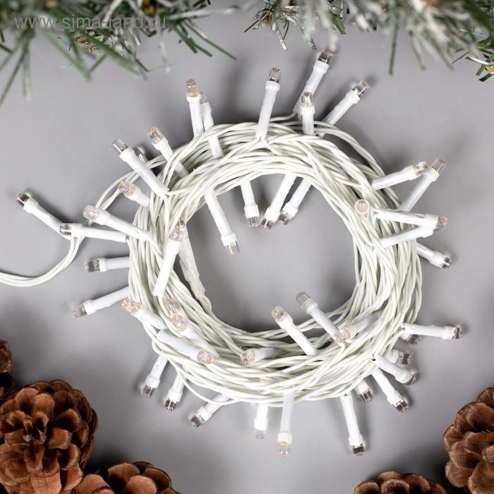 Гирлянда &laquo;Нить&raquo; 5 м, IP20, белая нить, 50 LED, свечение фиолетовое, 8 режимов, 220 В