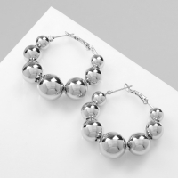 Серьги-кольца «Бусины» на уменьшение, цвет серебро Серьги-кольца «Бусины» на уменьшение, цвет серебро