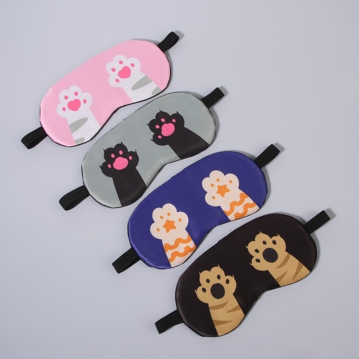 Маска для сна &laquo;ЛАПКИ&raquo;, 19,5 &times; 9,5 см, резинка одинарная, цвет МИКС