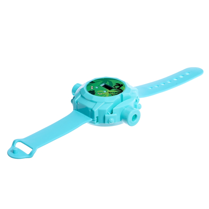 Часы-проектор &laquo;Динозавры&raquo;, световые эффекты, 24 картинки, цвет голубой