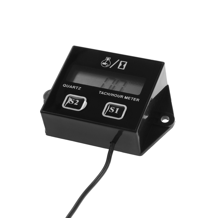 Счетчик моточасов, тахометр, ЖК-дисплей, IP67, черный Счетчик моточасов, тахометр, ЖК-дисплей, IP67, черный